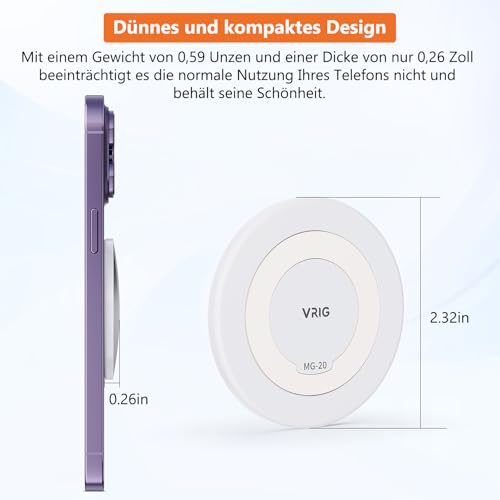 VRIG Espelho magnético de selfie de 5,6 cm para câmera traseira, espelho convexo fino para celular p