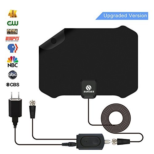 TV Antenna, HDTV Digital Antenna- 35 to 50 Miles Range with Detachable Amplifier Signal Booster and 16.5 Feet Coaxial Cable For 4K 1080P Free TV -2019 new version (ear)