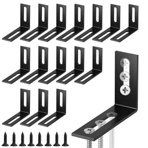 16 Pcs Equerre Metal Noir, Equerre de Fixation Supports D'angle Réglables, équerre Metal 60x40 mm L Forme Fixation Équerre pour la Fixation et la...