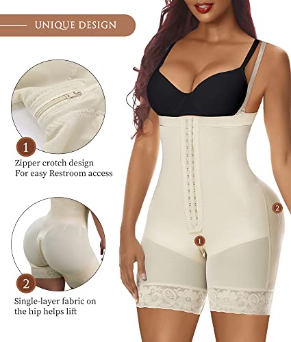 Image of YIANNA Fajas Colombianas Postpartum Tummy Control Shapewear for Women Body Shaper Girdles Butt Lifter Compression Garment with Zipper Crotch, YA7243-Beige-3XL