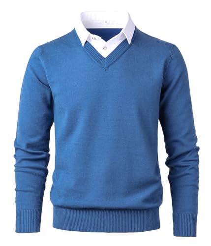 Pull en tricot pour homme à col V doux chic et décontracté