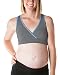 Kindred Bravely French Terry Racerback Nursing Sleep Bra for Maternity / Breastfeeding (Large, Grey with Blue Trim)