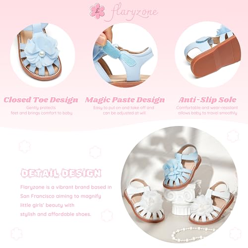 Image of Flaryzone Girls Sandals Closed Toe Summer Flats Dress Sandals Shoes Toddler /Little Kid