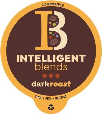 Intelligent Blends Dark Roast Coffee Pods, 100ct. Solar Energy Produced Recyclable Single Serve Dark Roast Coffee Pods - 100% Arabica Coffee California Roasted, KCup Compatible