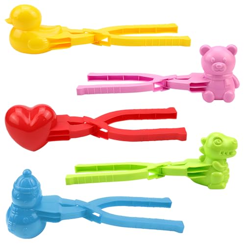 Tadpolez 5 Stück Schneeball Maker,Schneeball Clip,Schneeball Maker Spielzeug,Schneeball Former Winter,Schneeball Form Spielzeug,Schneespielzeug für Kinder,für Kinder im Freien Spielen Schnee/Sand