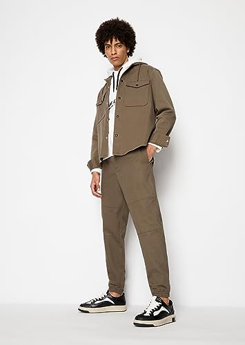 A｜X ARMANI EXCHANGE Men's Cotton French Terry Utility Logo Drop Shoulder Pullover Hoodie Sweatshirt2