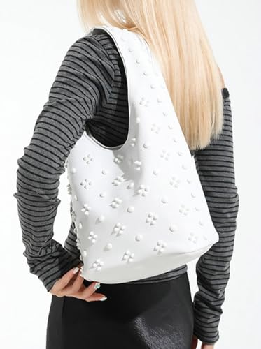 Studded Shoulder Bag for Women Y2K Punk Vegan Leather Purse 90s Retro Slouchy Hobo Bag Underarm Designer Handbag4