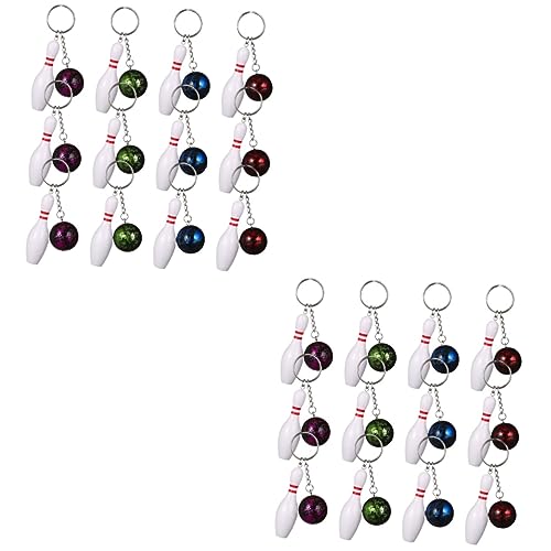 BESPORTBLE 24 St Bowling Nyckelring Mini Bowling Pin Mini Nyckelring Minnessaker Bowling Spelare Inspiration Presenter Bowling Tillbehör Nyckelringar Fotboll Dekor Bowling Present Metall