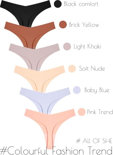 Seamless Thongs for Women No Show V-waisted Invisible Sexy Panties Tangas Thong Underwear Women 6 Pack2