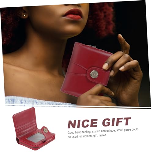 FRCOLOR Compact Ladies Wallet Small Decorative Purse for Women Durable Oil Wax Coin and Card Holder for Travel Stylish Hard Shell Design2