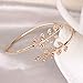 ink2055 Women Fashion Rhinestone Inlaid Leaf Adjustable Opening Bracelet Bangle Jewelry,Bracelets for Women Teen Girls Gift - Rose Golden