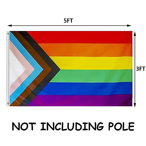 Progress Pride Rainbow Flag 3X5 Outdoor-Vivid Color Bisexual Lgbtq Community Banner Non Binary Transgender Inlcusive Gay Pride Lesbian Flags #TOP1