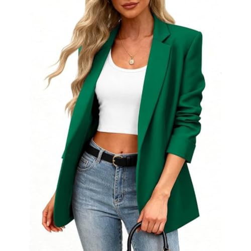 ASUIU - Women's Oversized Single Button Blazer Plus Size Dark Green Business Casual Work Jacket - Best Deal on Amazon