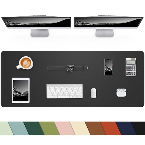 Extra Large Desk mat, Leather Desk Pad Protector,Office Desk Mat,Mouse Pad, Non-Slip Desk Blotter, Laptop Desk Pad, Waterproof Desk Writing Pad for Office&Home (Black, 55