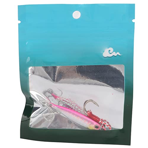 plplaaoo - Appât artificiel en métal yeux 3D leurre de pêche avec plumes accessoires réutilisables 10g conception réaliste robuste et durable pour les pêcheurs d'eau douce et d'eau salée (Rose)
