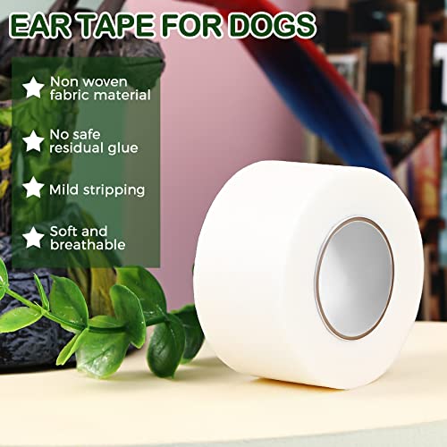 1 Inch X 30 Feet Ear Tape For Dogs And 4 Inch Bamboo Buds Non Woven Dog Ear Forms Cotton Dog Ear Swabs Self Adhesive Doberman Ear Support Bamboo Handle Ear Buds For Dogs Dog Ear Care Kit For Cat Dog #TOP4