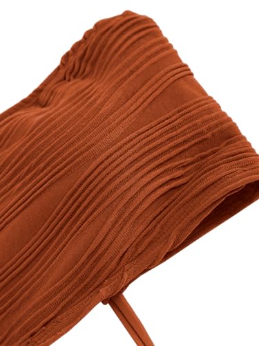 Image of ZAFUL Women Strapless Textured Bandeau Bikini 2 Piece Swimwear Cheeky Solid Lace up Bathing Suits