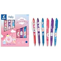 PILOT - Coffret de 3 Frixion Ball + 3 FriXion Ball Clicker - Stylos Effaçables - Édition Limitée Sweet Paradise - Rollers Rechargeables - Corps Turquoise, Corail, Violet - Encre Bleue - Pointe Moyenne