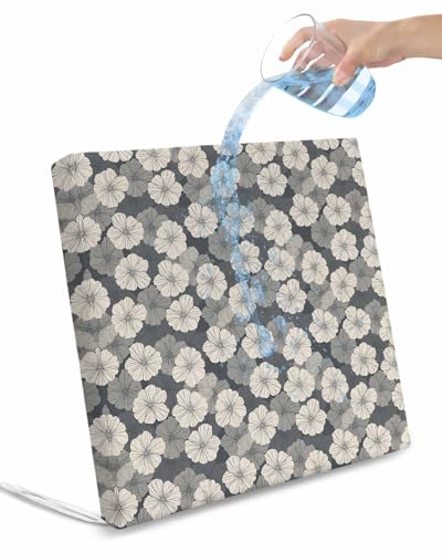 2 Pack Gray Flowers Waterproof Cushion Covers with Ties, Outdoor Patio Chaise Lounge Chair Seat Cushion Slip Covers Replacement(Only Cover) Vintage Country Pastoral Botanical Floral 24