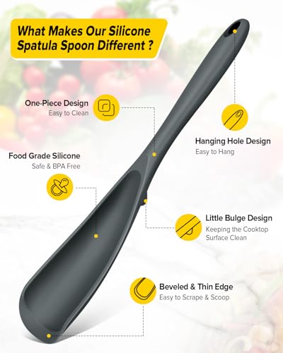 Image of BUNDLEPRO Silicone Cooking Spoons for Nonstick Cookware, One-Piece, 2 Pack