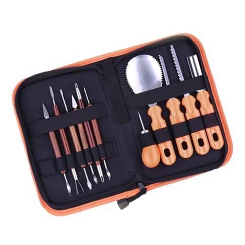 CIYODO 12pcs Halloween Pumpkin Carving Tool Set Carving Sculpting Kit Abs Handle Stainless Steel Double-sided Detailing Tools for 3d Carving