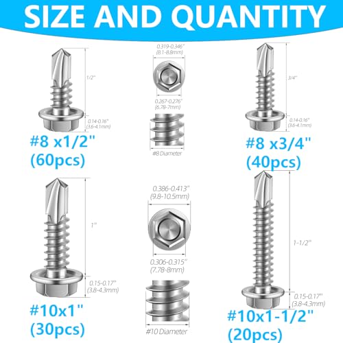 Tornillos Autorroscantes Acero Inoxidable Kit 150Pcs miniatura 2