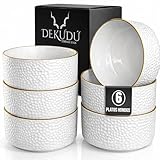 DEKUDÙ Platos Hondos Pasta Sopa Platos Vajilla Cuencos Sopa - Ceramica de Gres de Calidad - Fabricados a Mano - 6 Piezas 15cm - Gran Dureza Aptos Lavavajillas Microondas - Color Blanco