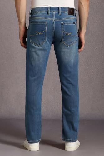Image of Louis Philippe Men's Slim Fit Stretch Fabric for Comfort Premium Wash Aesthetic Authentic Twill and Durable Jeans