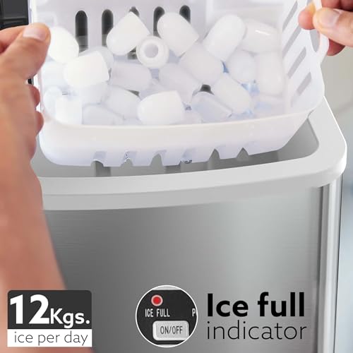 Image of AGARO Regency Ice Maker, Portable Ice Maker, 2.2L water Tank, 9 Pcs Ice Cube at a time, Stainless Steel Body, Small & Big Ice Cubes, Electric Ice Maker, Home & Kitchen