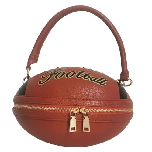 Image of Women Rhinestone Football Shaped Handbag Chain Crossbody Shoulder Bag Football Purse | Rugby, Unique, Novelty, Football