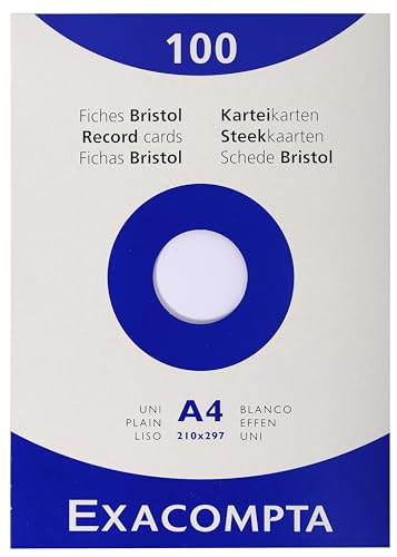 Caja de 1000 tarjetas Bristol Exacompta lisas de 210 x 297 mm para impresión limpia