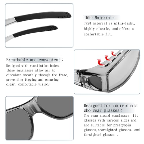 Image of Fit Over Glasses Sunglasses Polarized Men UV400 Sport Shades