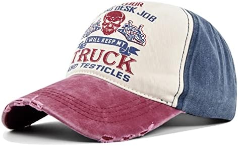YULOONG Trucker Cap Vintage Baseball Cap Washed Denim Skull Pattern Adjustable Outdoor Sun Hat 100% Cotton for Man Women
