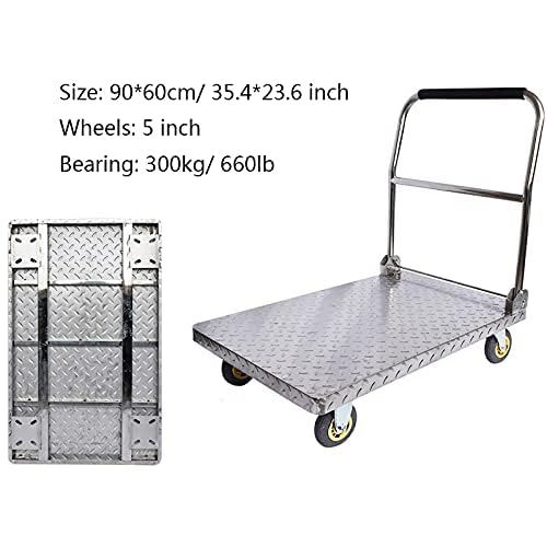 Carrito de plataforma plegable de alta resistencia 300 kg con ruedas 3