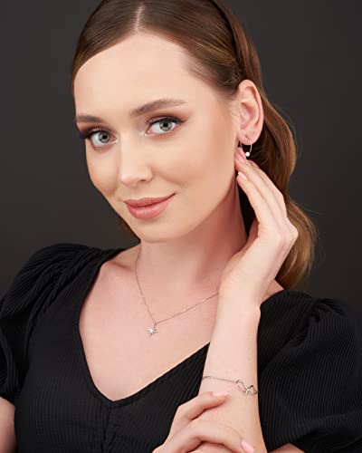 Star Shape Pendant with Diamonds • Silver Sky Star Necklace • 14K Gold North Star Necklace • Christmas Gift - Thumbnail 6