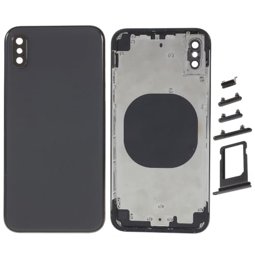 Chassis arriere en vitre pour iPhone X avec coque et tiroir SIM noir