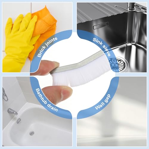 Image of PATIKIL Hard Bristle Crevice Cleaning Brush, 3Pcs Multifunctional Gap Cleaning Brush Corner Cleaning Brushes Tool for Little Corner Kitchen Bathroom Toilet Windows, Grey White