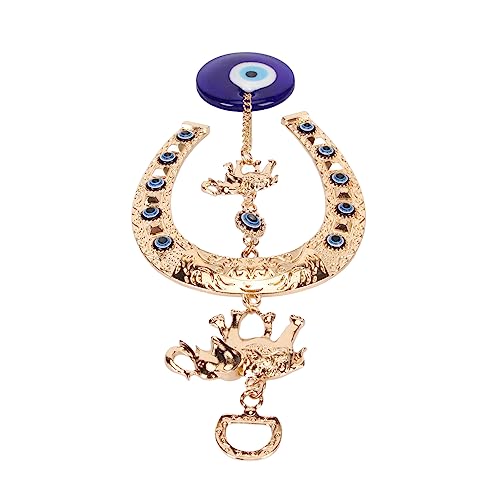 Bordstract elefante dourado ferradura azul mau olhado pendurado na parede, decoração traz sorte prot