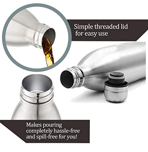 Milton Thermosteel Duo Dlx 1000, Double Walled Vacuum Insulated Flask 1000 Ml | 34 Oz | 1 Ltr |24 Hours Hot And Cold Water Bottle, 18/8 Stainless Steel, Bpa Free, Food Grade, Leak-Proof | Silver #TOP7