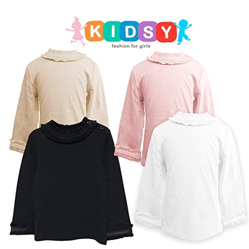 The Season Essentials Kidsy Girls Frilled Neck and Cuffs Peruvian Cotton T-Shirt – Long Sleeve, Crewneck3
