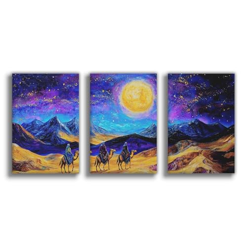 Trois mages sur chameaux impression sur toile 50x75 cm pour salon