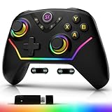 Wireless PC Controller with Hall Effect Joysticks & Triggers, 1000Hz Polling Rate, Trigger Locks, Bluetooth Pro Gaming Controller for PC/Steam/Luna/Tesla - 4 Macros and Turbo, Dynamic RGB, Black