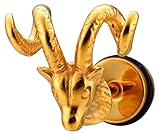 [From da Phactory] シープ ヒツジ ヘッド ディスク キャッチ スタッド ピアス 16G サージカルステンレス 軟骨ピアス ボディピアス 1個(16G ゴールド)