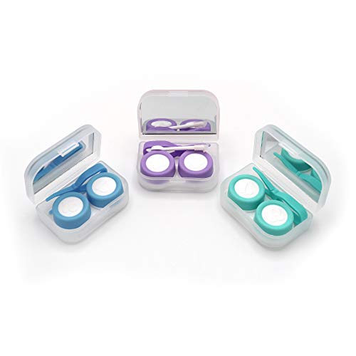 3 Pack Colorful Contact Lens Case Portable Hard Case Holder Container Storage Kit