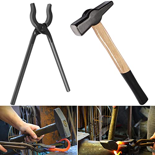 Yoursme 300-1000 0004930-300 Blacksmiths' Tongs & 0000811-1000 Handmade Blacksmiths’ Hammer Assembled Bladesmith Tool Set cover