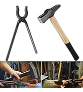 0004930-300 Blacksmiths' Tongs & 0000811-1000 Handmade Blacksmiths' Hammer Assembled Bladesmith T...
