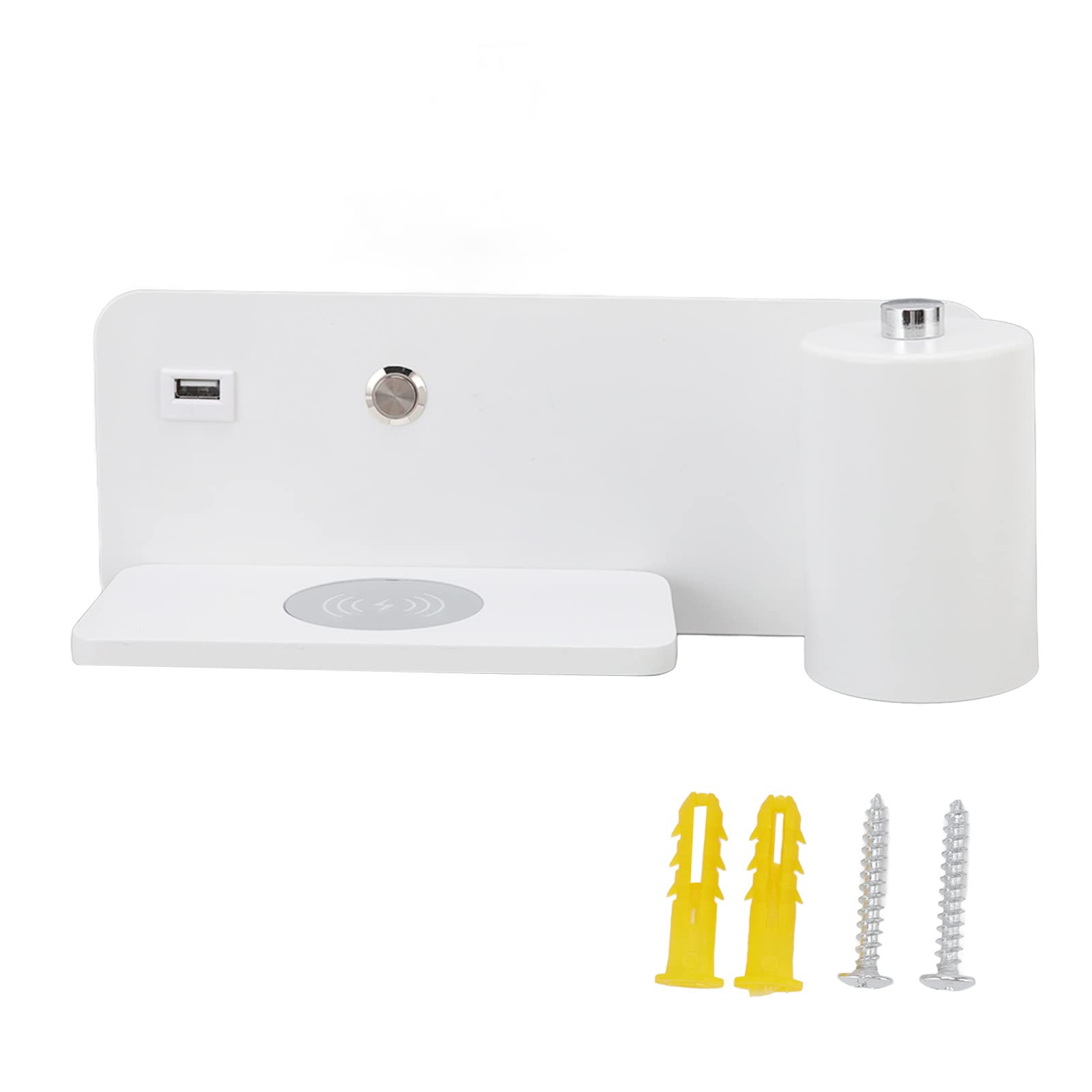 Applique a Led, Lampada Da Lettura a Parete Da Comodino Con Caricatore Wireless Da 5 V E Porta Di Ricarica Usb Lampada Da Parete Da Camera Da Letto Regolabile E Girevole Per Il(Bianco a destra)