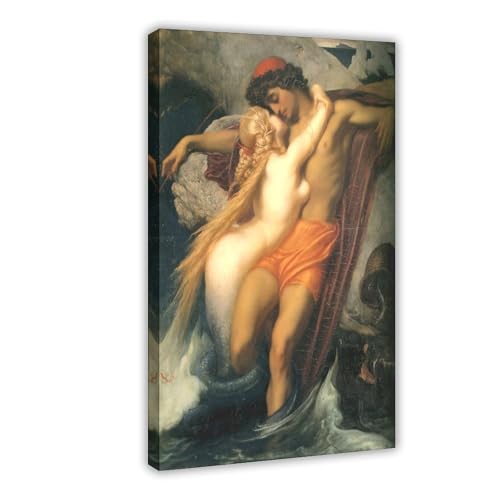 Impression sur toile Sir Frederick Leighton : pêcheur et serpent pour salon