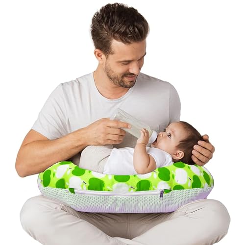Image of VParents Multipurpose Baby Feeding Nursing Cum Maternity Pillow for New Born Cotton, Recommended for Maternity, Nursing, Medical Cheeky Cheeky (Green) 110502
