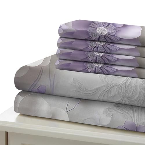 Housse de couette violette 140x200 en microfibre pour lit simple - 7